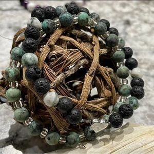 Jasper and Lava Stone Bracelets 6.5 inches